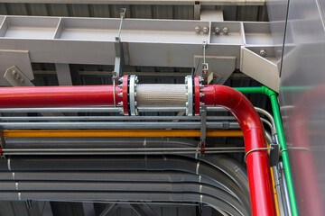 Stainless steel flexible hose. Flexible stainless steel pipe, installed with pipes in the industry...