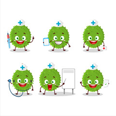 Obraz premium Doctor profession emoticon with durian cartoon character
