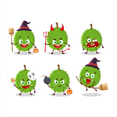 Halloween expression emoticons with cartoon character of durian