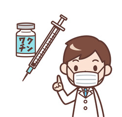 ワクチン接種の説明をする医者