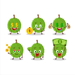 Durian cartoon character with cute emoticon bring money