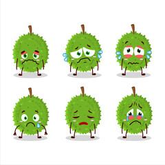 Durian cartoon in character with sad expression