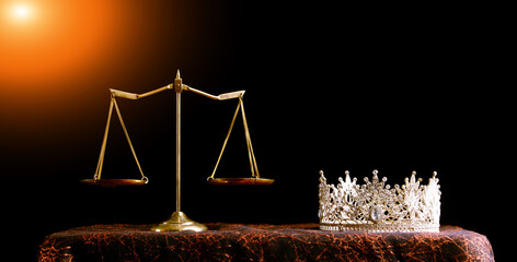 Concept of Judge Justice in Pageant Contest Business on money and crown