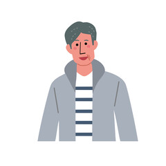中高年の男性　シニア男性　イラスト　上半身
