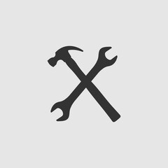 Vector Simple Isolated Hammer and Wrench Icon