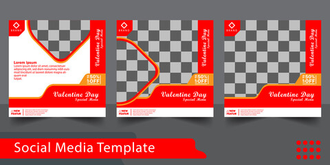 Set of editable minimal square banner template. Promotion sale valentine day. Suitable for social media post and web internet ads. with background for photo layout. Design template vector