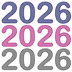 A set of number 2026, the year of the lord’s with checkers pattern inside the number. Concept about anniversaries, yearly, celebrating and etc.