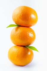 Orange on white background isolated, Asian tropical fruits whole good for healthy drinks and juice. Very natural sweet flavor. Tangerine, mandarine, Thai honey sweet green. Close up shot food concept