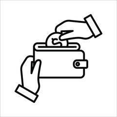 Save money icon, salary money, Hand holding dollar vector illustration on white background. eps 10