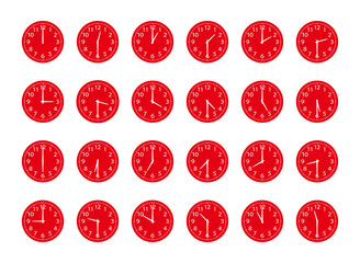 時計　30分単位　赤