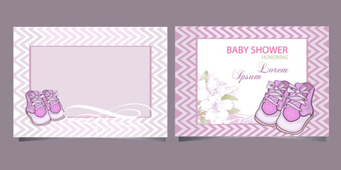 Postcard Baby shower card with 
children's slippers