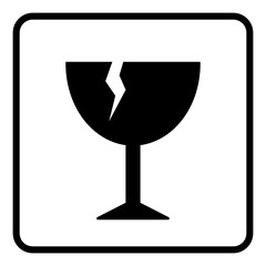 Fragile vector symbol isolated on white background, glass icon