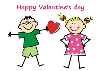 Happy Valentine's day, humorous vector illustration, white background