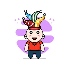 Obraz na płótnie Canvas Cute kids character wearing birthday hat.