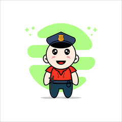 Obraz na płótnie Canvas Cute kids character wearing police costume.