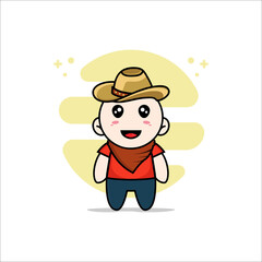 Cute kids character wearing cowboy costume.