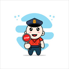 Cute kids character wearing police costume.