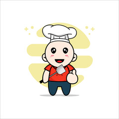 Cute kids character wearing chef costume.