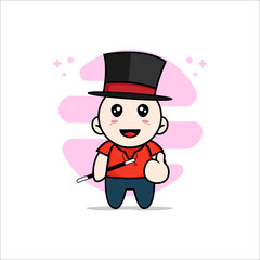 Cute kids character wearing magician costume.