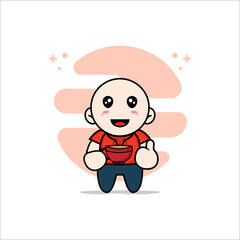 Fototapeta premium Cute kids character holding a cup of coffee.