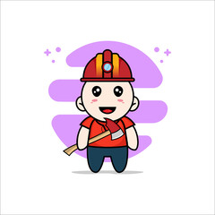 Cute kids character wearing miners costume.