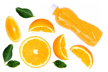 set of orange slices and orange juice
