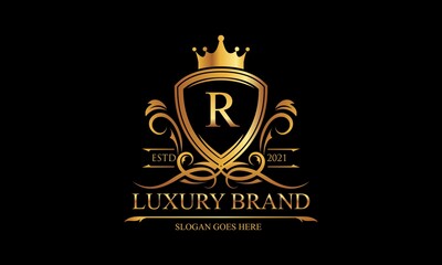 Luxury gold, royal brand, monogram luxury log