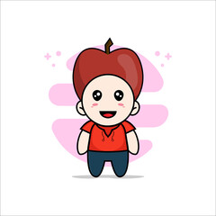Cute kids character wearing apple costume.