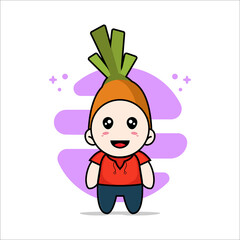 Obraz na płótnie Canvas Cute kids character wearing carrot costume.