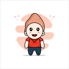 Cute kids character wearing yam costume
