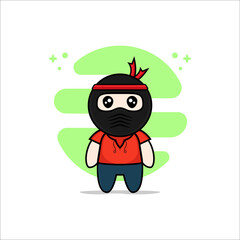 Cute kids character wearing ninja costume.