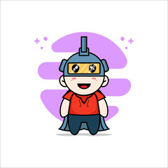 Cute kids character wearing superhero costume.