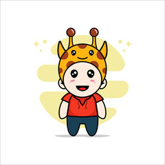 Cute kids character wearing giraffe costume.