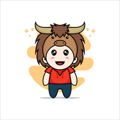 Cute kids character wearing bull costume.