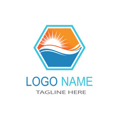 Water wave icon vector illustration design logo