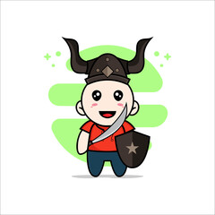 Cute kids character wearing fighter costume.