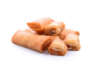 Spring rolls, Chinese cuisine, isolated on white background.