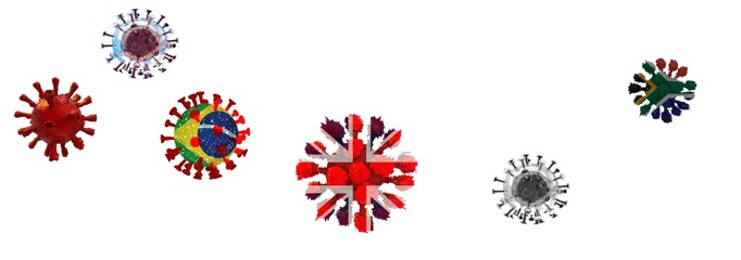 covid virus mutation covid-19 coronavirus british brazilian south african  background pandemic - 3d rendering