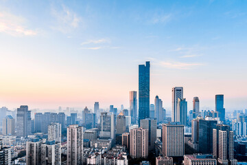 Fototapeta na wymiar Dusk scenery of Nanjing city skyline in Jiangsu, China 