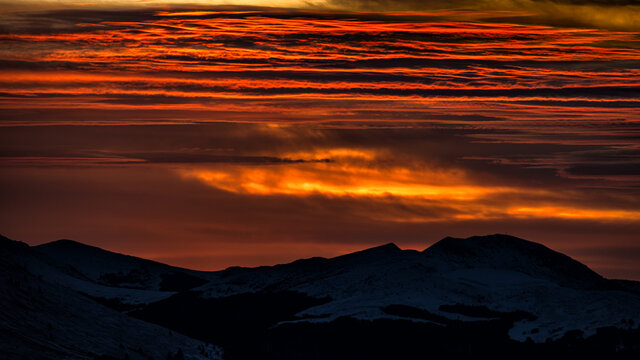 An awesome sky over the mountains. Mount Tarnica, Bieszczady National Park, The Carpathians, Poland.