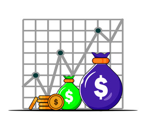 dollar and euro. A set of icons related to money and earnings. A vector illustration of money in the bag.