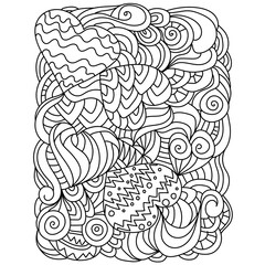 Outline hearts and weaves, zen coloring page for Valentine's day