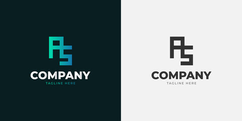 Initial Letter P and S Logo. PS or AS logo with Blue Gradient. Usable for Business Logo. Flat Vector Logo Design Template Element.