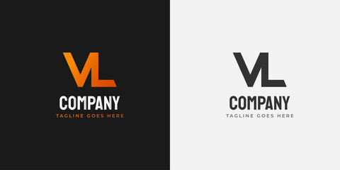 Initial Letter V and L Logo. VL logo with Orange Gradient. Usable for Business Logo. Flat Vector Logo Design Template Element.