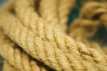 Detail of a cord made of natural hemp.