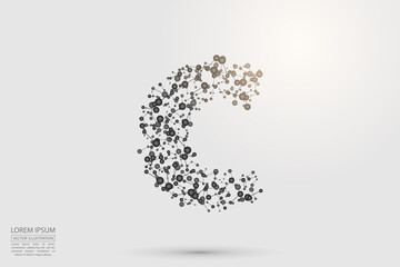 English letters abstract font consists 3d of triangles, lines, dots and connections. Vector illustration EPS 10.