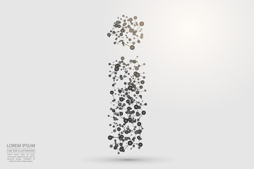 English letters abstract font consists 3d of triangles, lines, dots and connections. Vector illustration EPS 10.