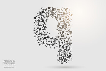 English letters abstract font consists 3d of triangles, lines, dots and connections. Vector illustration EPS 10.