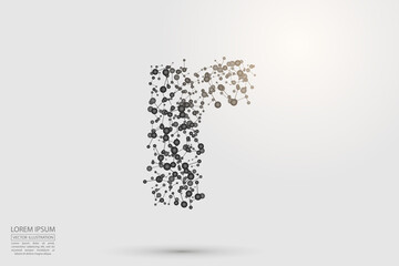 English letters abstract font consists 3d of triangles, lines, dots and connections. Vector illustration EPS 10.