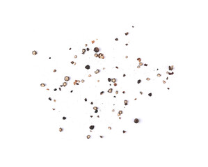 Ground black pepper isolated on a white background top view
